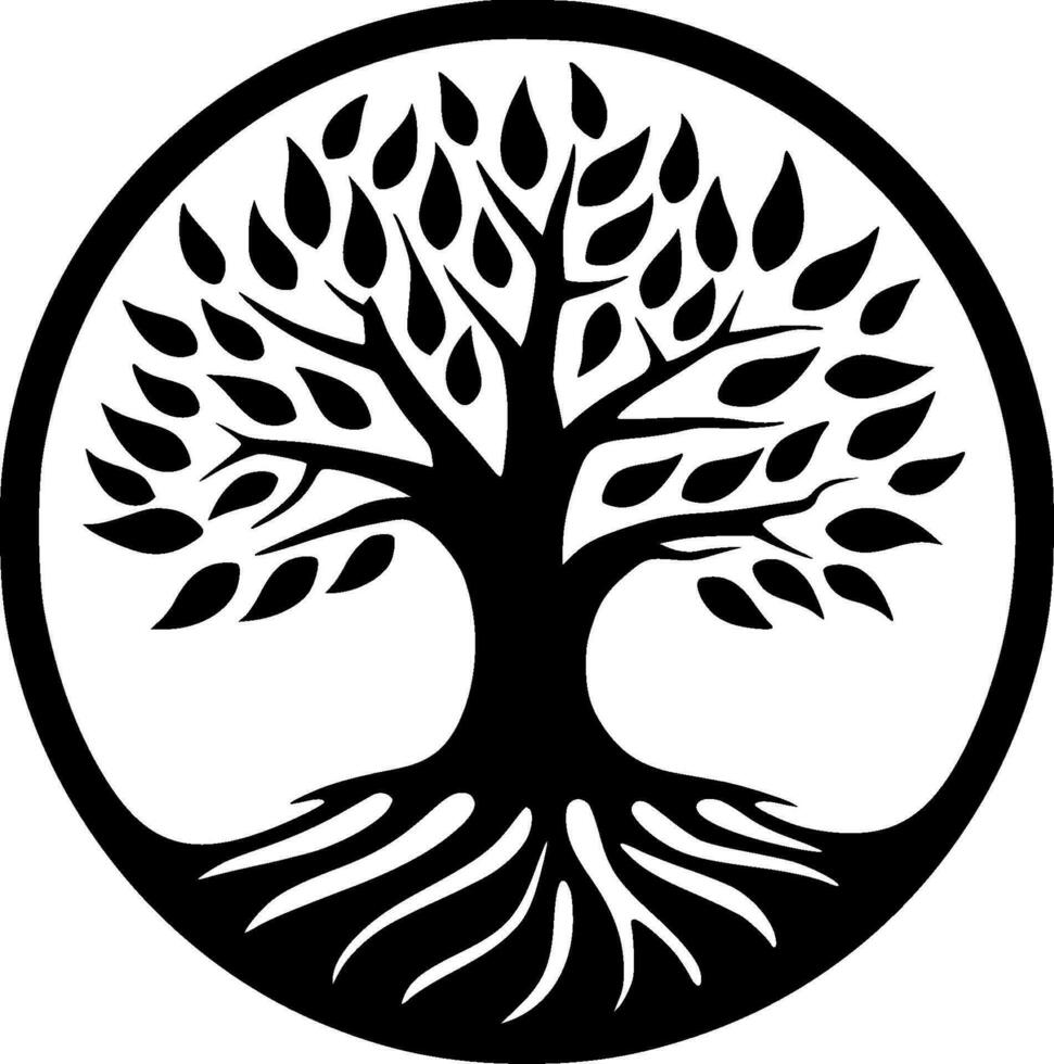 Tree of Life, Black and White Vector illustration