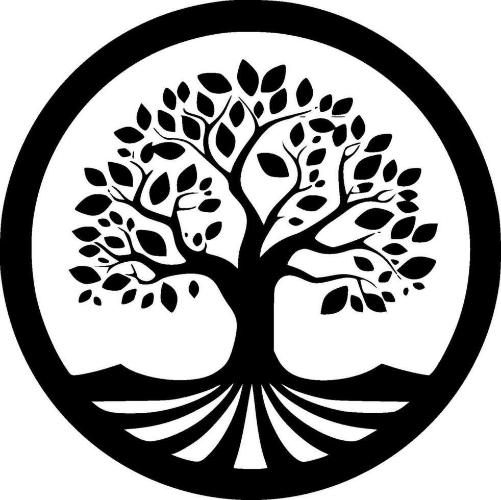 árbol de vida, negro y blanco vector ilustración