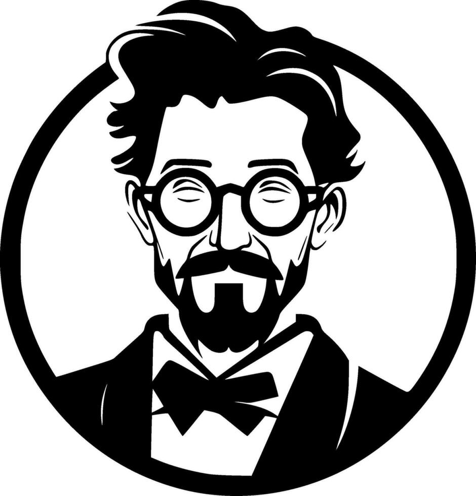 Teacher, Black and White Vector illustration