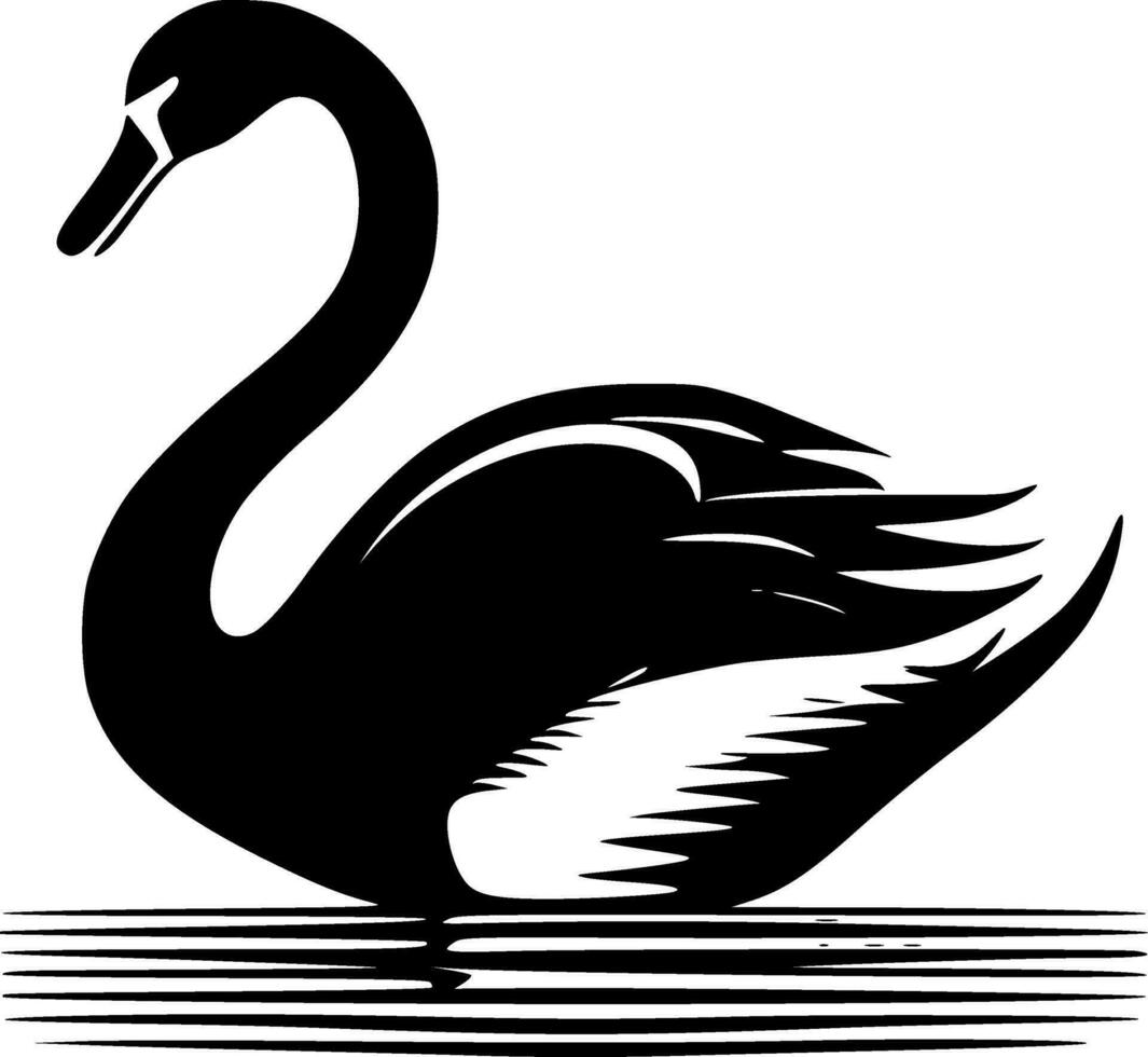 Swan, Black and White Vector illustration