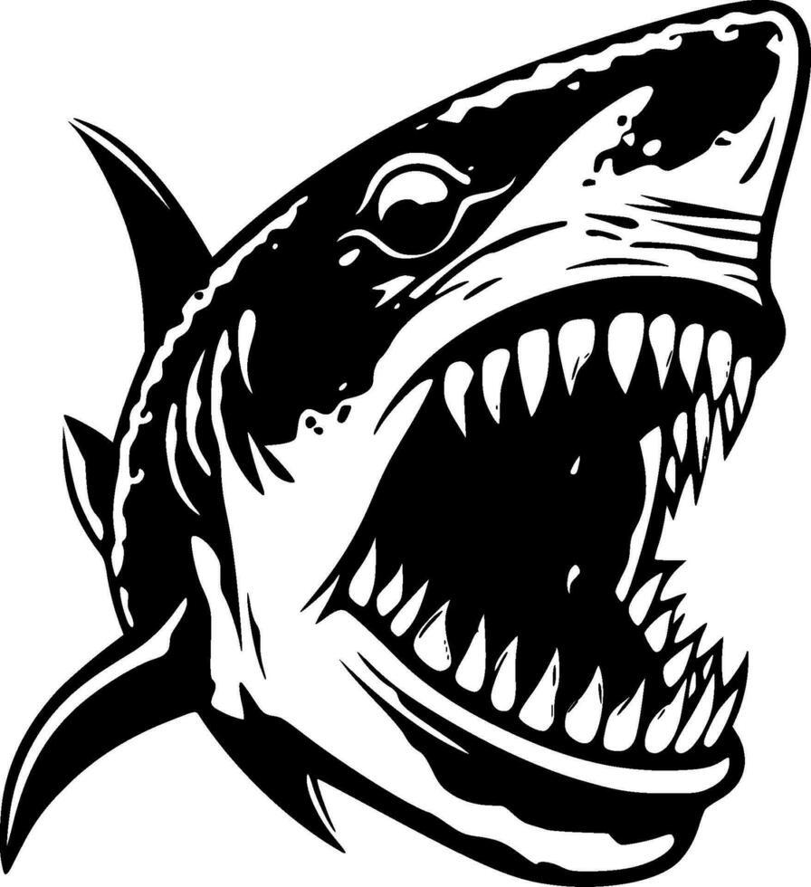 Shark - Black and White Isolated Icon - Vector illustration