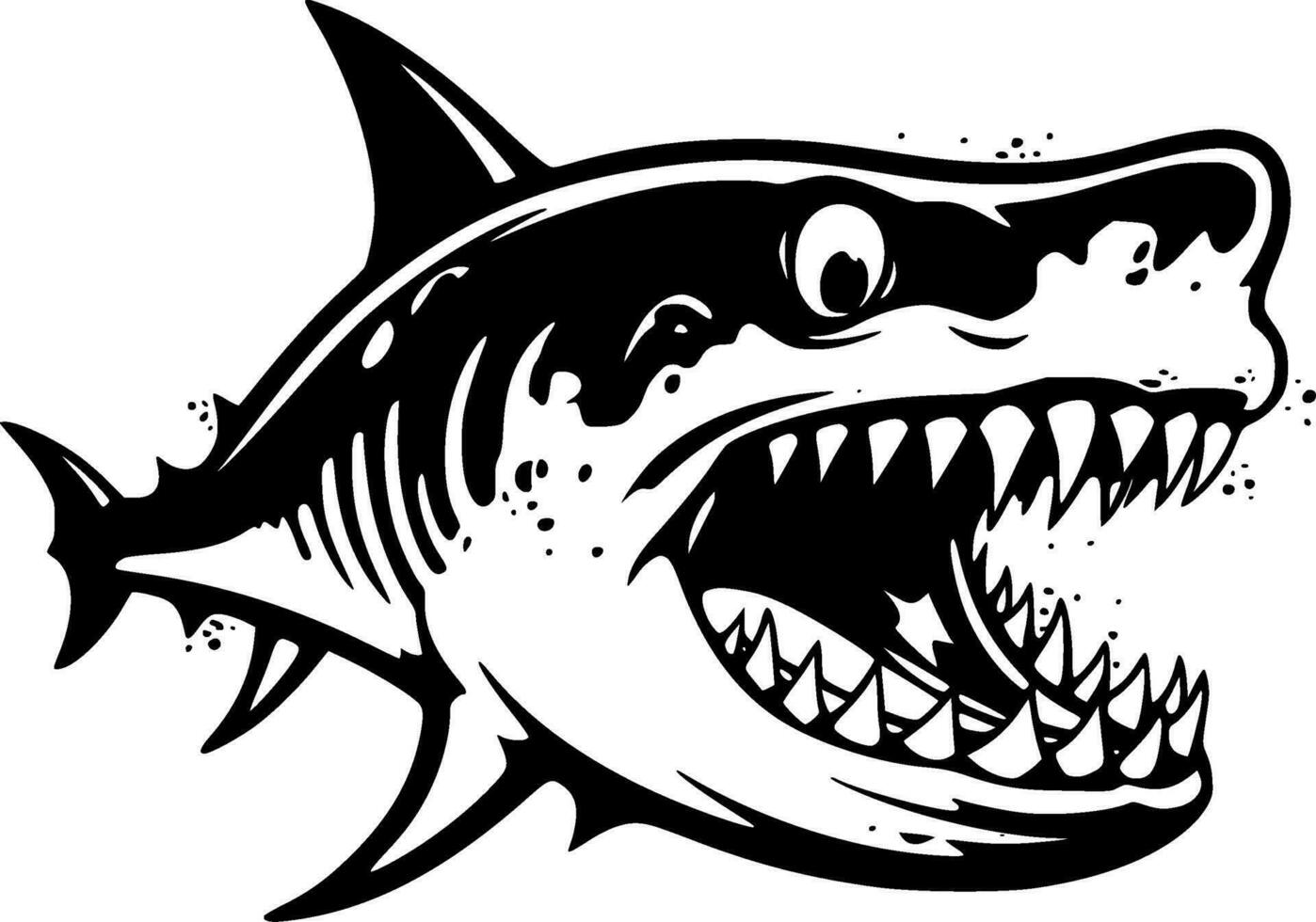 Shark, Black and White Vector illustration