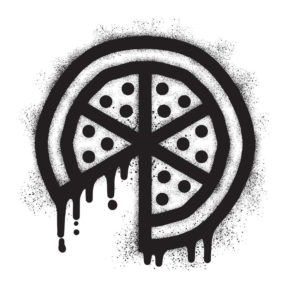 Pizza icono pintada con negro rociar pintar vector