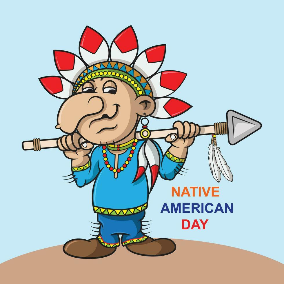 illustration vector graphic of native american day