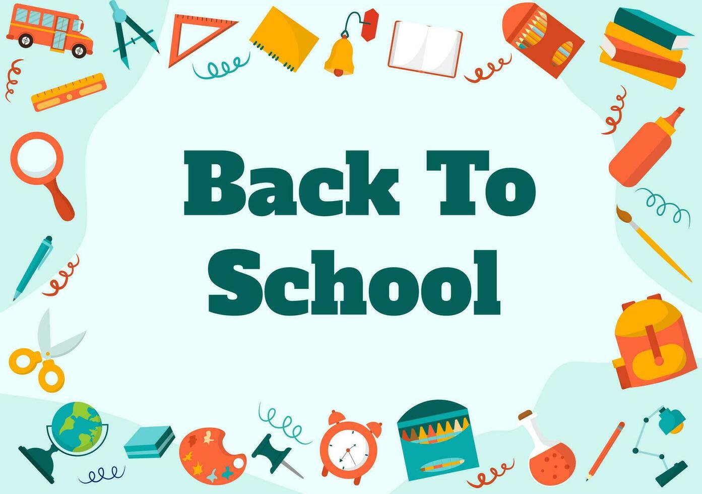 Back to School Vector Illustration with  Schools Elements and Learning Equipment for Education Background in Kids Flat Cartoon Hand Drawn Templates