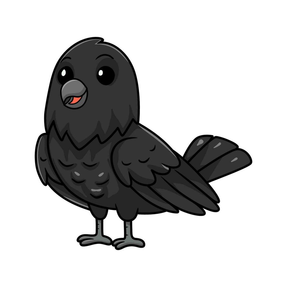 Cute crow bird cartoon standing vector