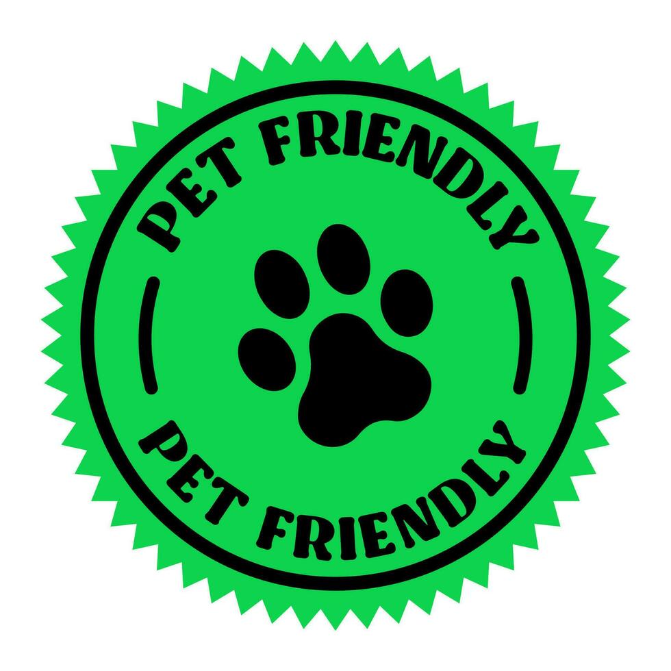 Pet friendly badge stamp. This space allows mascots. Dogs and cats are welcome. vector