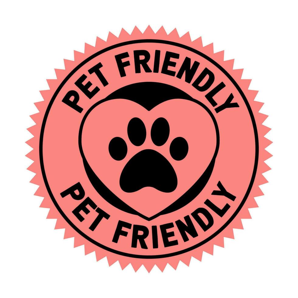 Pet friendly badge stamp. This space allows mascots. Dogs and cats are welcome. vector