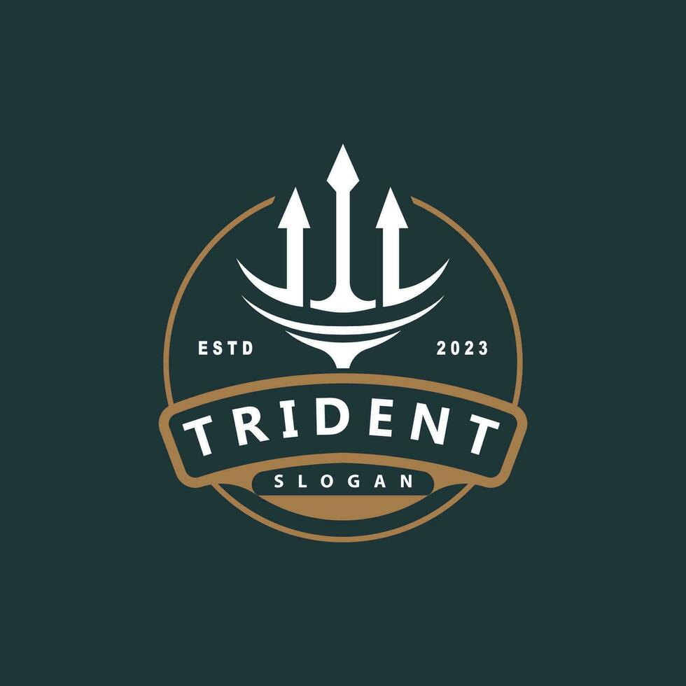 Neptune Poseidon Trident Logo, Spear Simple Vintage Template Design vector
