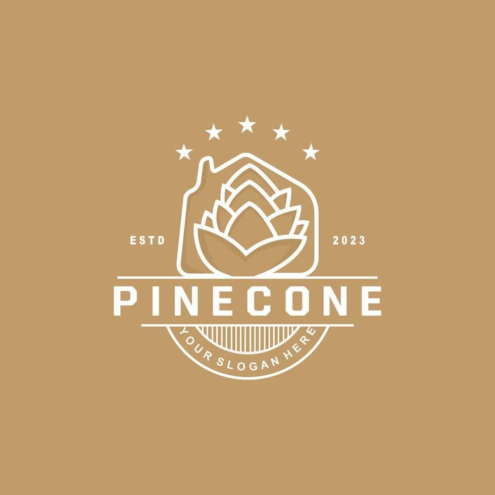 Pinecone Logo, Simple Minimalist Design Pine Tree Plant Template Vector Illustration