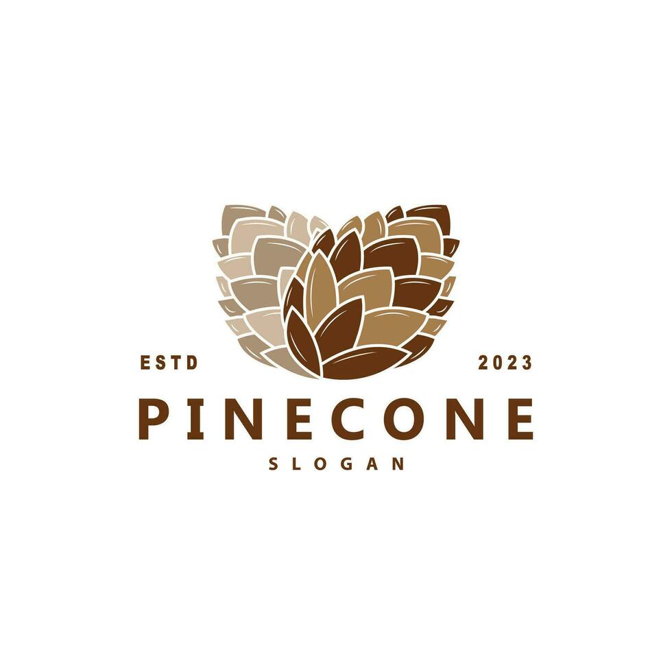 Pinecone Logo, Simple Minimalist Design Pine Tree Plant Template Vector Illustration