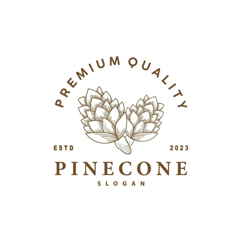 Pinecone Logo, Simple Minimalist Design Pine Tree Plant Template Vector Illustration