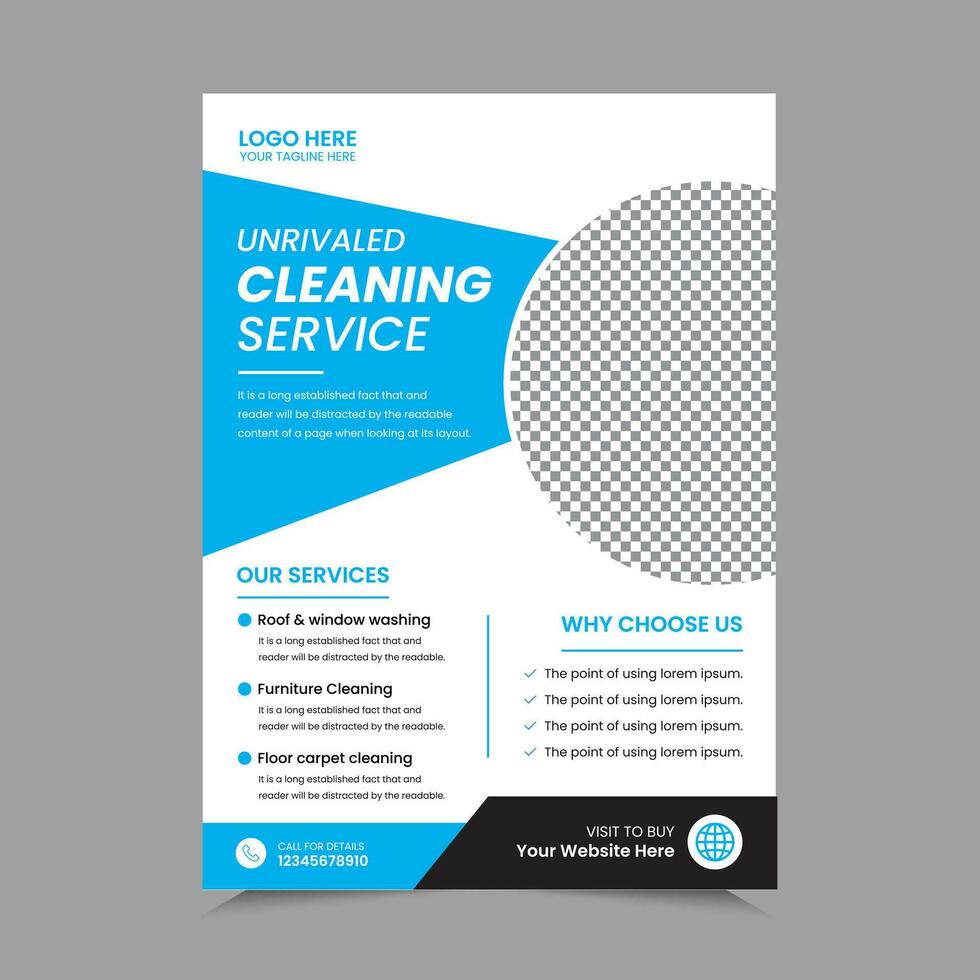 Cleaning Service A4 Flyer Template Design. House cleaning service poster flyer template, Poster brochure design, Flyer, leaflet design. Vector Illustrator EPS 10 version Editable and Print ready.