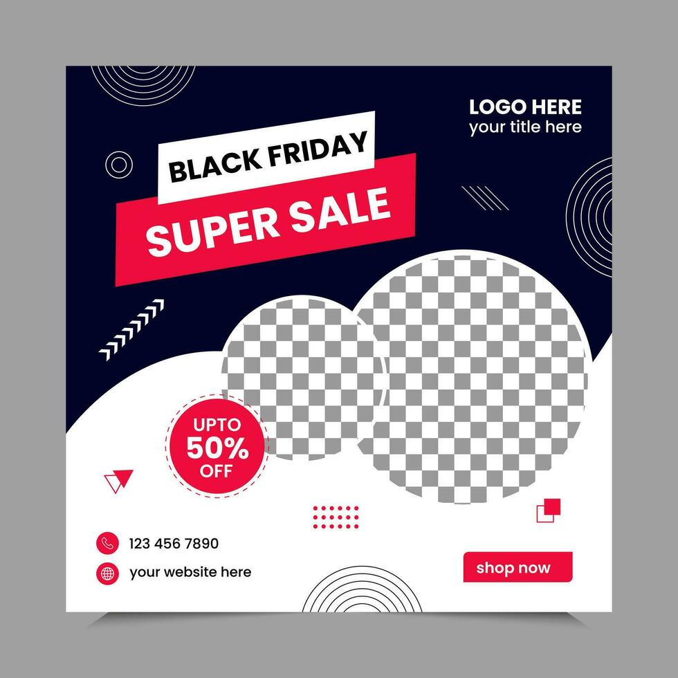 Black Friday Sale Social Media Post template banner for social media posts, mobile apps, banners design, web or internet ads. Black Friday theme. vector