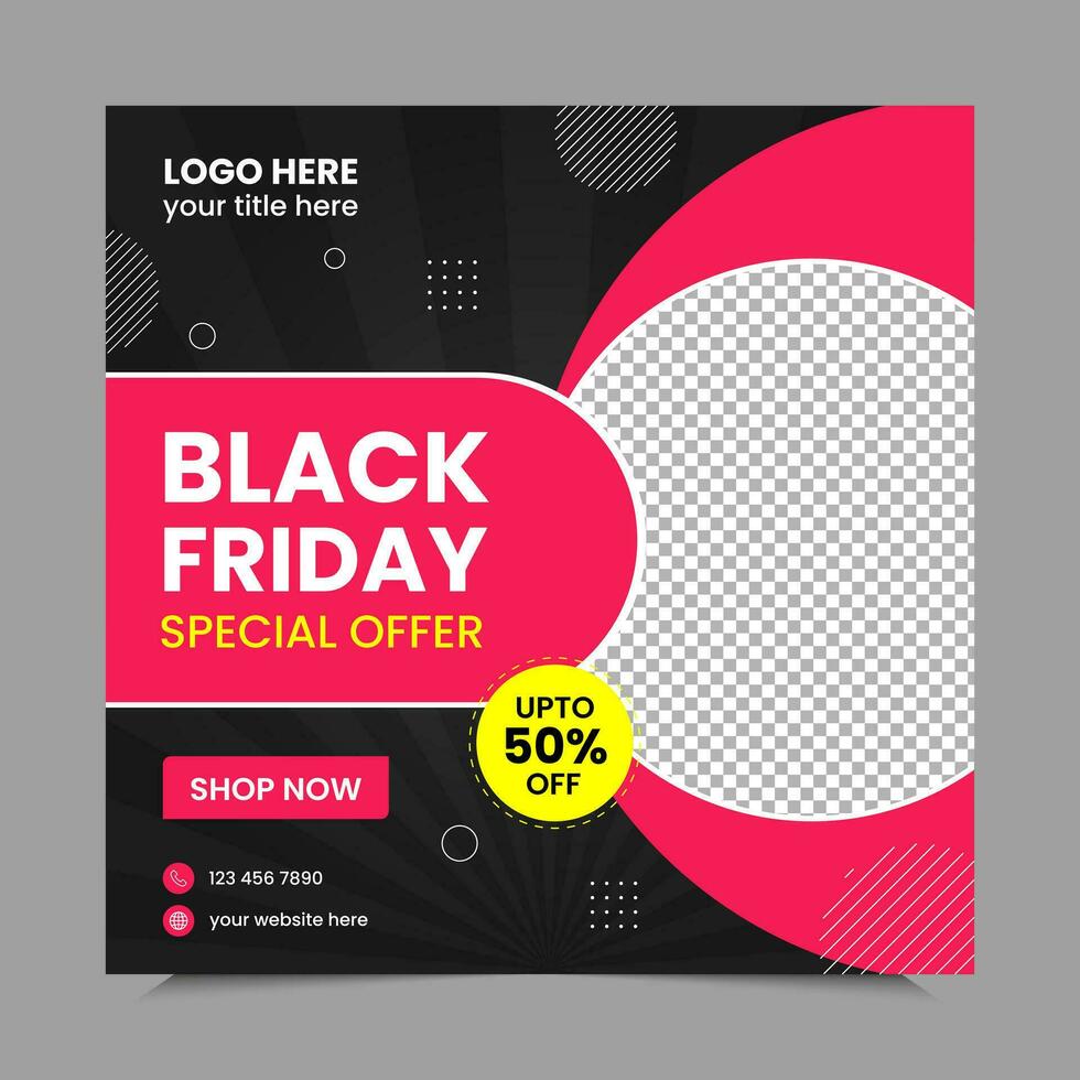 Black Friday Sale Social Media Post template banner for social media posts, mobile apps, banners design, web or internet ads. Black Friday theme. vector