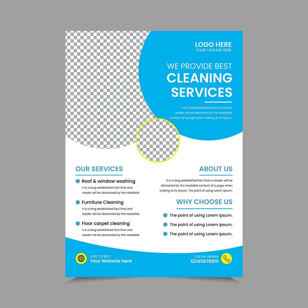 Cleaning Service A4 Flyer Template Design. House cleaning service poster flyer template, Poster brochure design, Flyer, leaflet design. Vector Illustrator EPS 10 version Editable and Print ready.