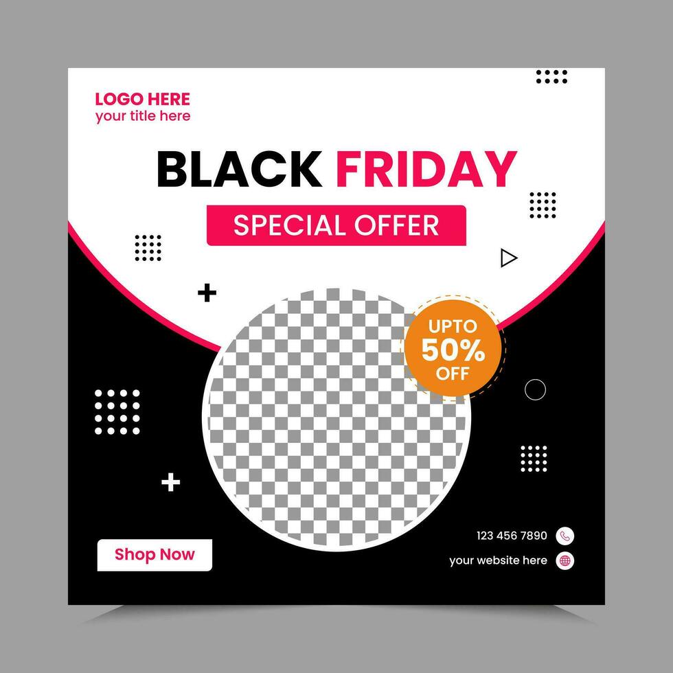 Black Friday Sale Social Media Post template banner for social media posts, mobile apps, banners design, web or internet ads. Black Friday theme. vector