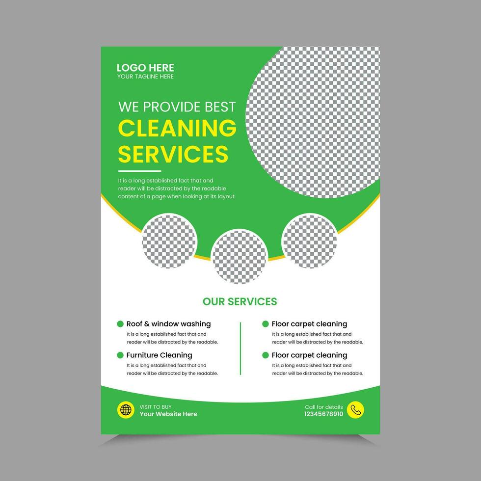 Cleaning Service A4 Flyer Template Design. House cleaning service poster flyer template, Poster brochure design, Flyer, leaflet design. Vector Illustrator EPS 10 version Editable and Print ready.