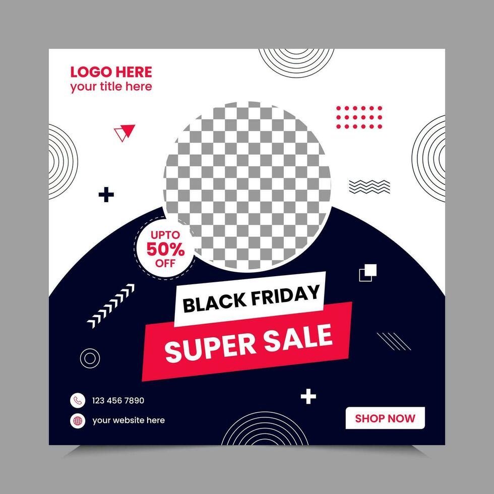 Black Friday Sale Social Media Post template banner for social media posts, mobile apps, banners design, web or internet ads. Black Friday theme. vector