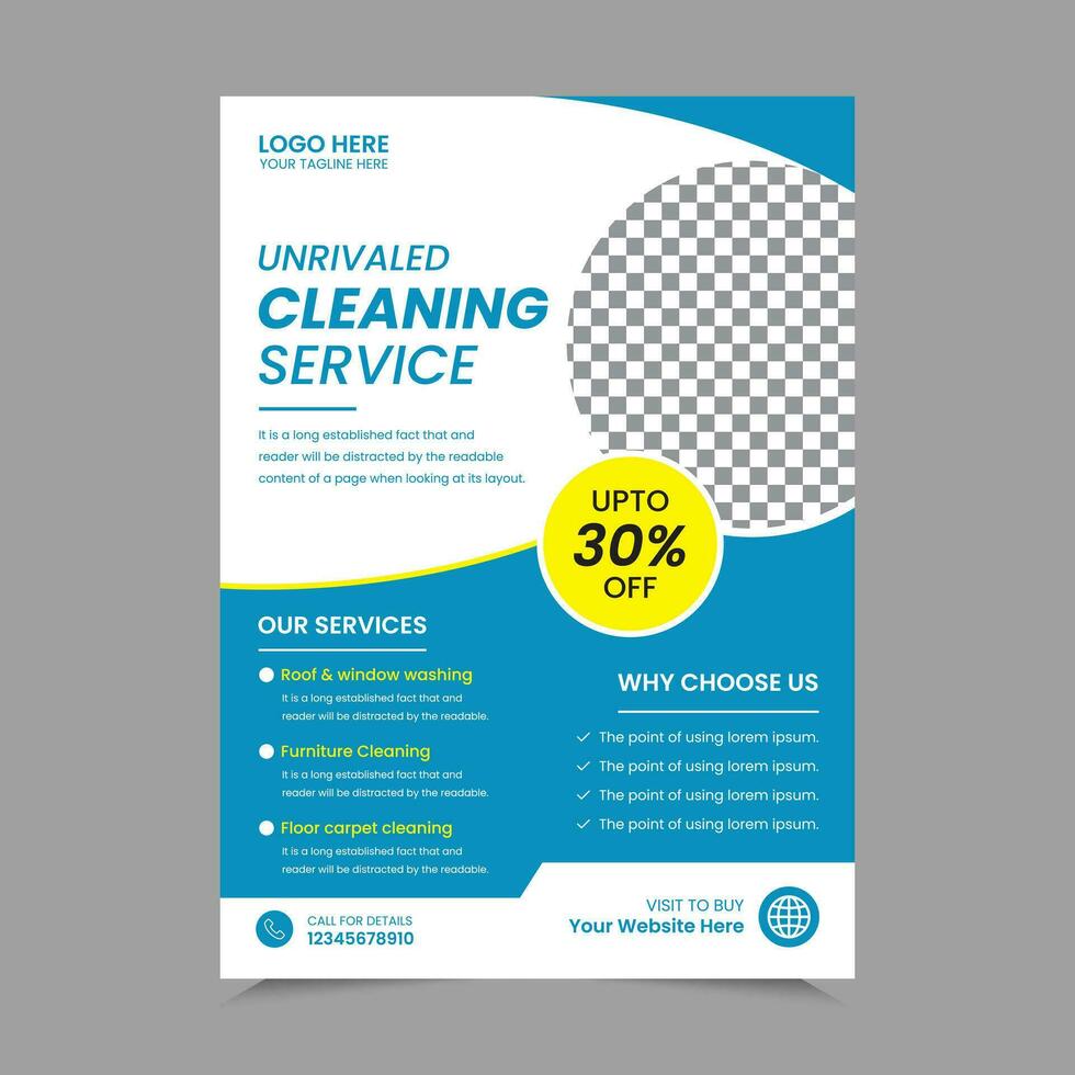Cleaning Service A4 Flyer Template Design. House cleaning service poster flyer template, Poster brochure design, Flyer, leaflet design. Vector Illustrator EPS 10 version Editable and Print ready.