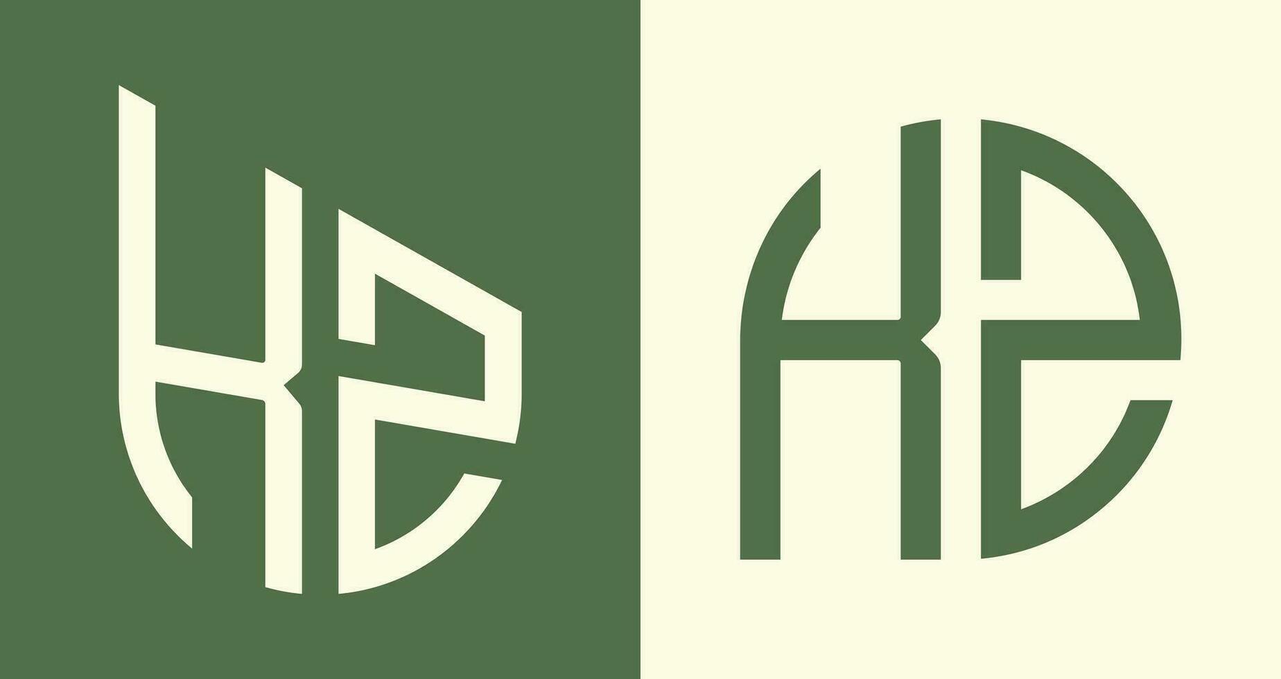Creative simple Initial Letters KZ Logo Designs Bundle. vector