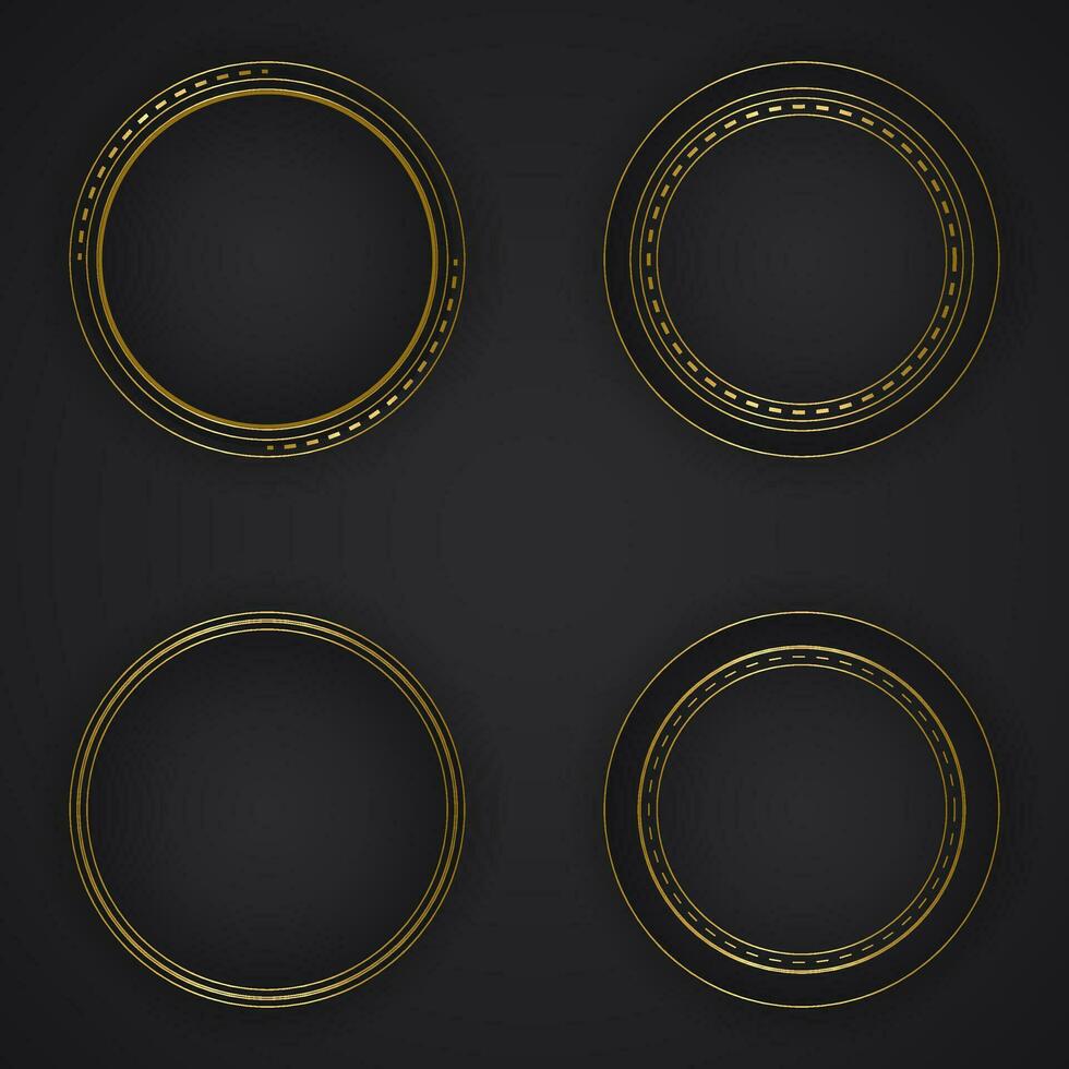 black luxury abstract background with circle line and golden elegant texture backdrop vector. vector