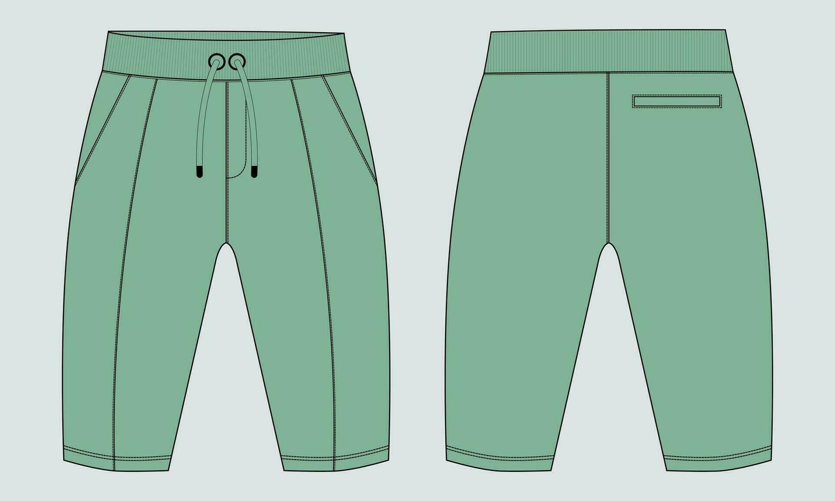 lana algodón jersey básico sudor pantalón técnico dibujo Moda plano bosquejo modelo frente y espalda puntos de vista. vestir persona que practica jogging pantalones vector ilustración burlarse de arriba para niños y Niños.