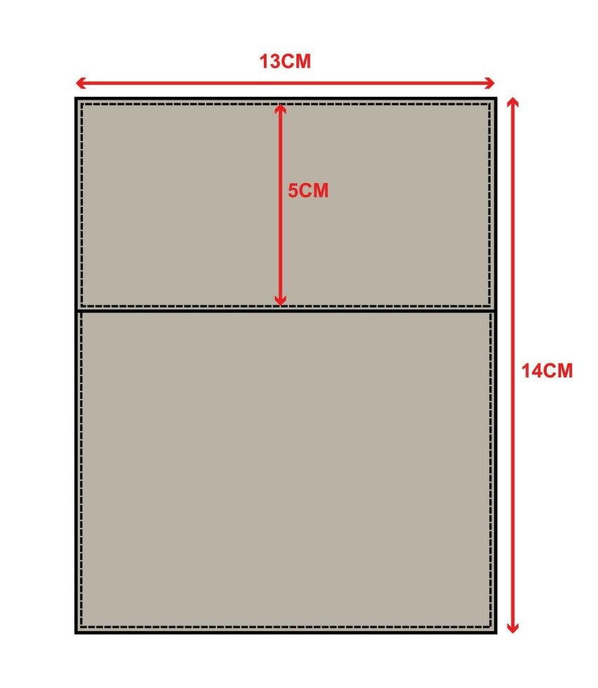 Apparels pocket technical drawing flat sketch vector illustration with measurement details