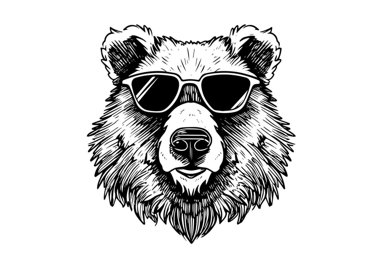 oso cabeza en lentes logotipo vector grabado estilo ilustración