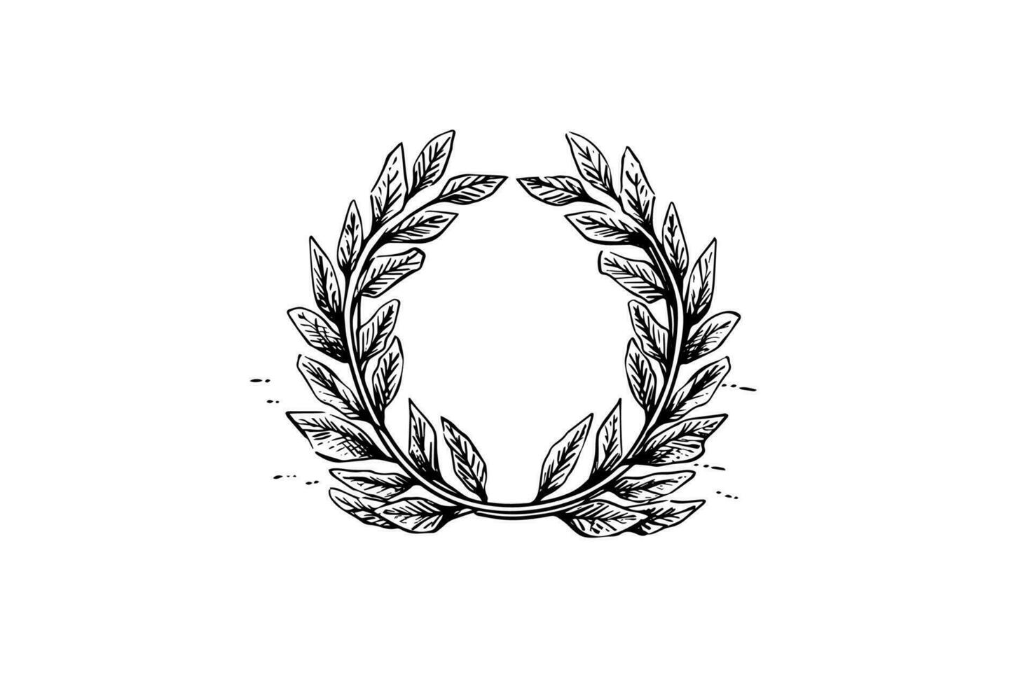Laurel wreath vintage Baroque frame border monogram engraving vector illustration.