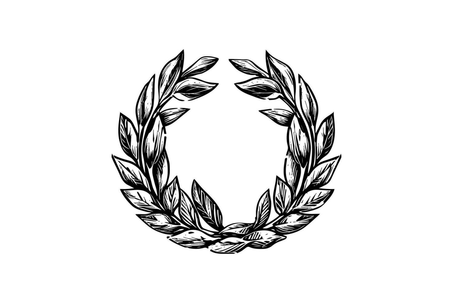 Laurel wreath vintage Baroque frame border monogram engraving vector illustration.