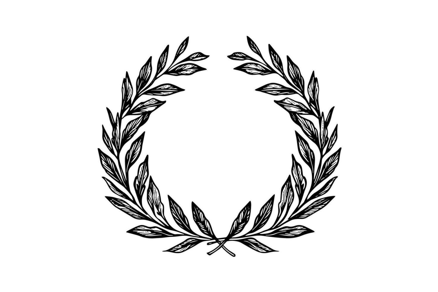 Laurel wreath vintage Baroque frame border monogram engraving vector illustration.