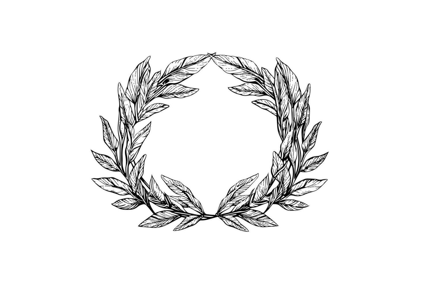 Laurel wreath vintage Baroque frame border monogram engraving vector illustration.