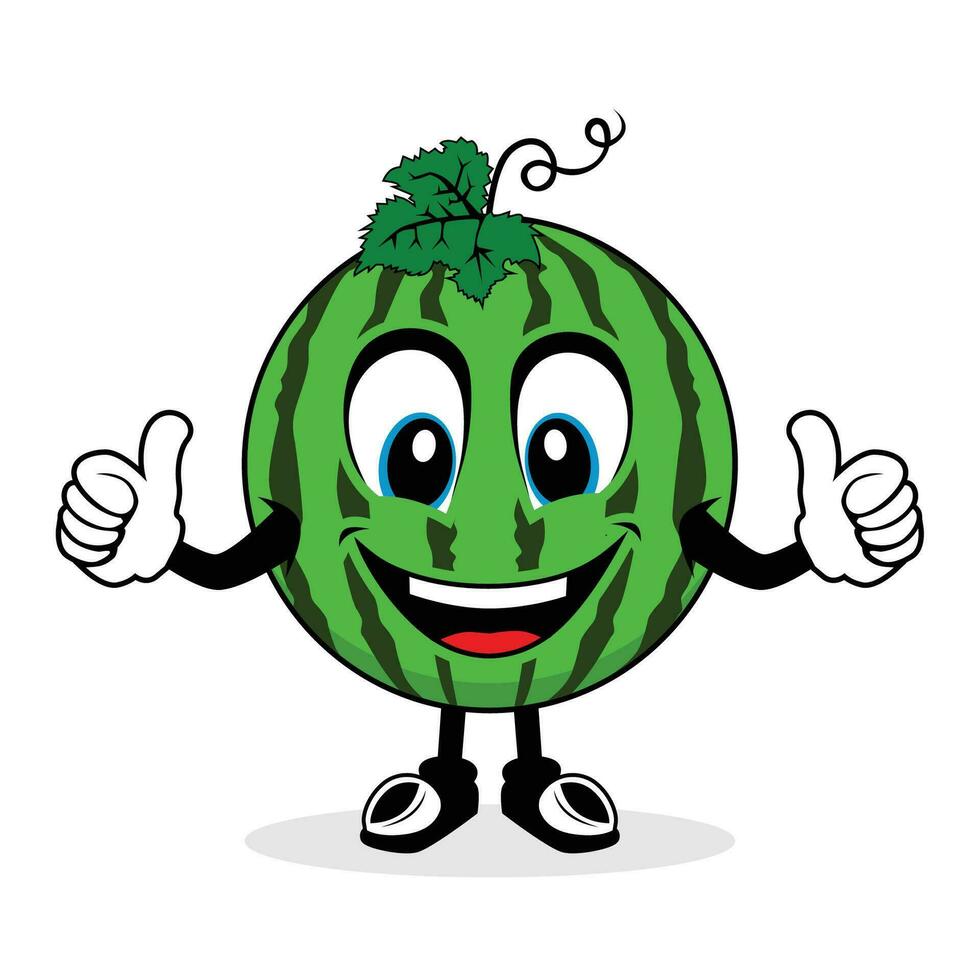 Smiling Face Watermelon Mascot Giving Thumbs Up vector