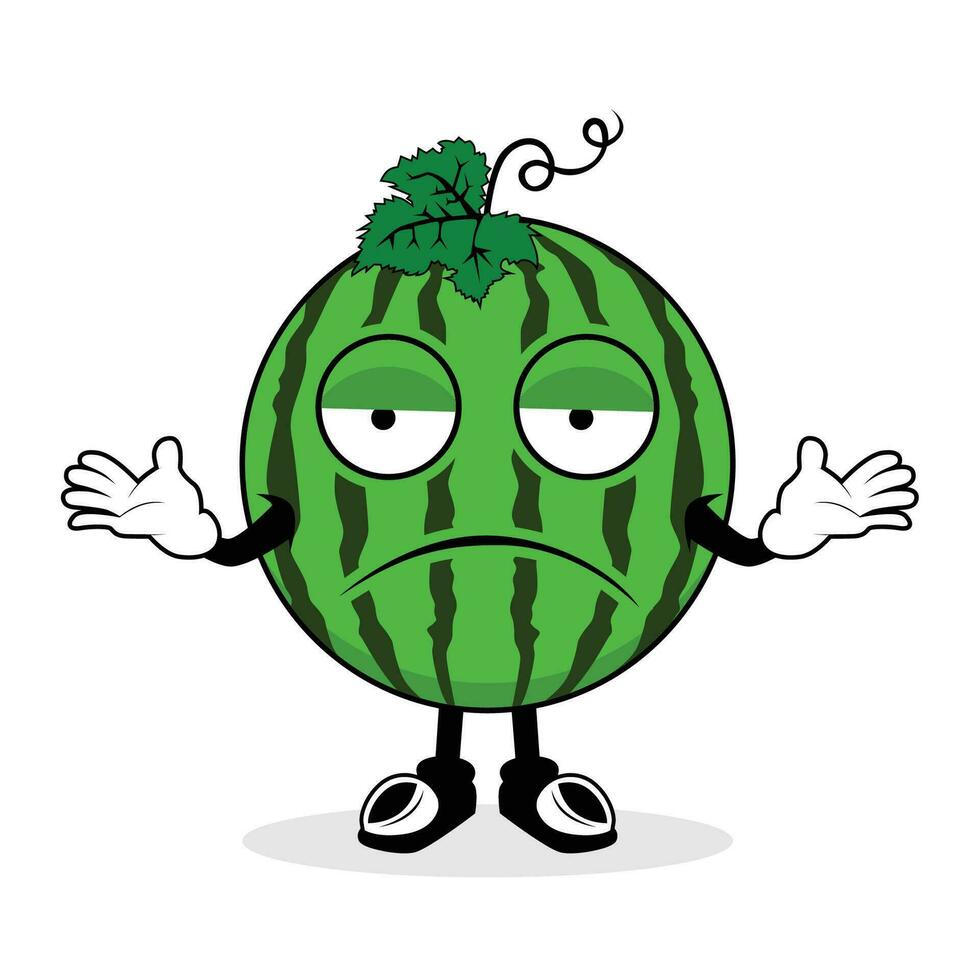 Watermelon Cartoon Mascot with confused gesture vector