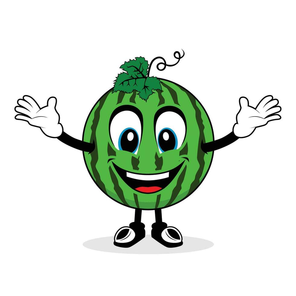 Watermelon mascot with happy smiling face vector