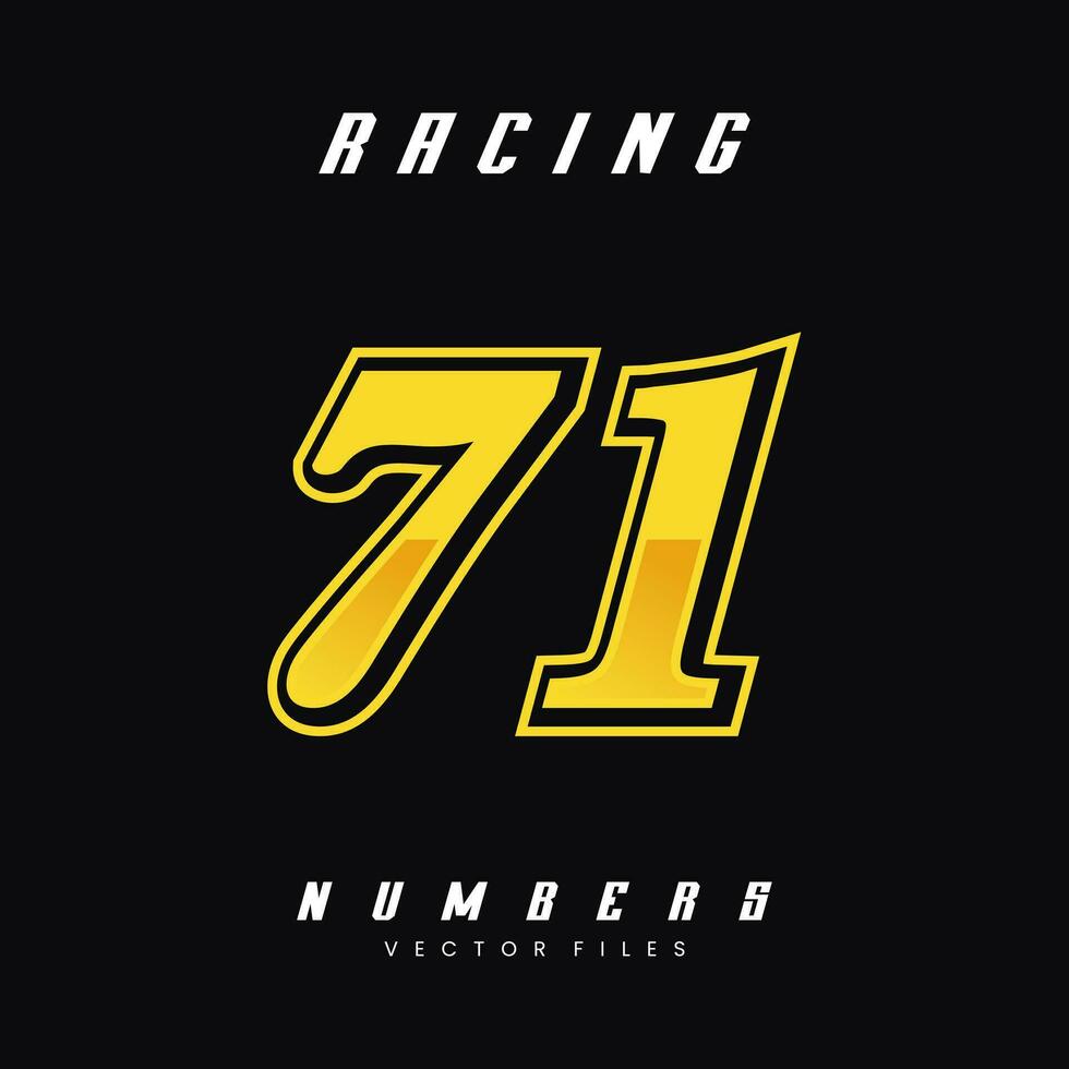 Racing Number 71 Vector Design Template