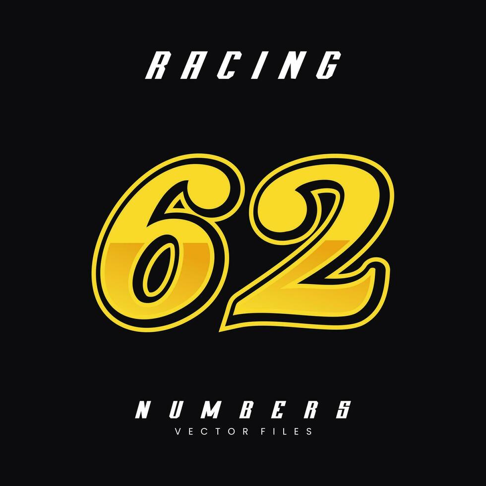 Racing Number 62 Vector Design Template