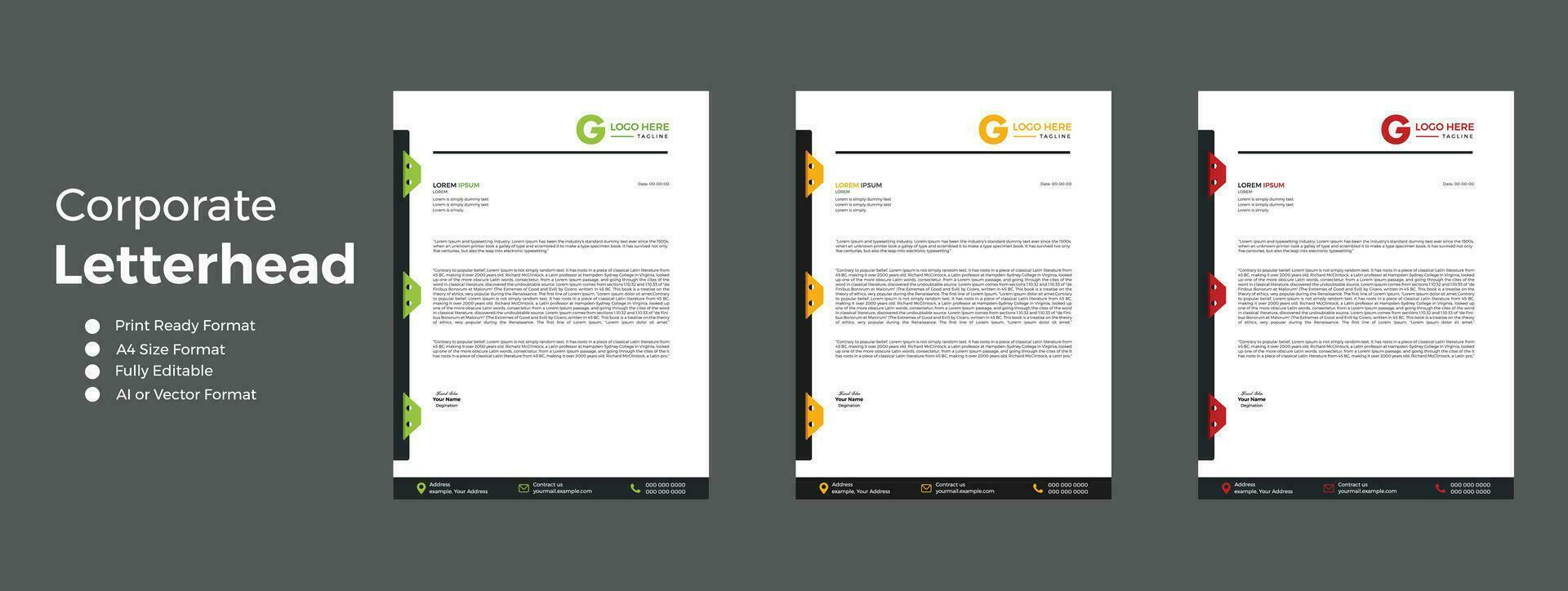 modern letterhead bundle of your corporate project design. corporate modern letterhead design template. vector