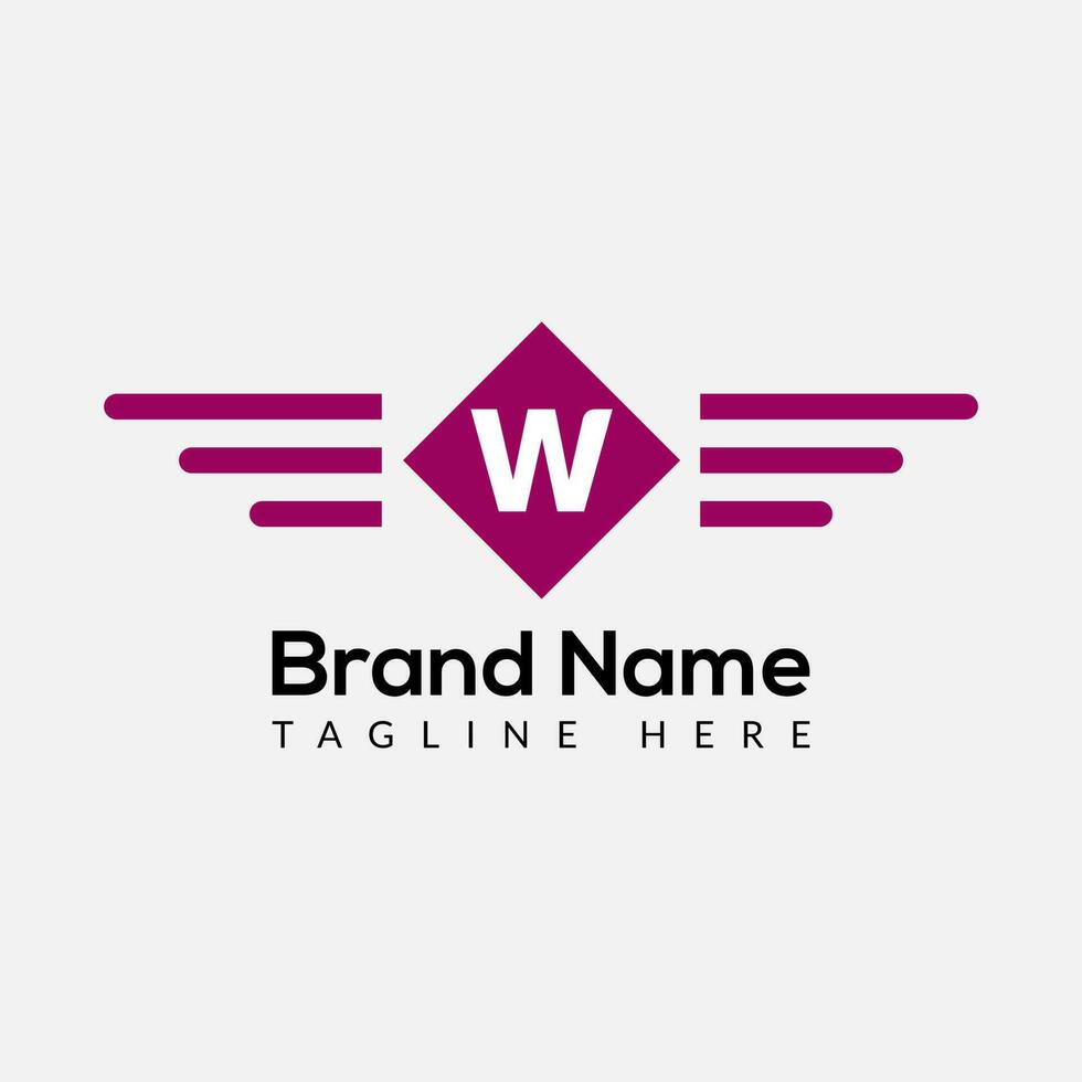 Wing Logo On Letter W Template. Wing On W Letter, Initial Wing Sign Concept Template vector