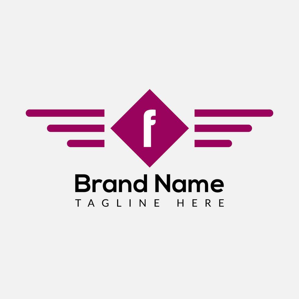 Wing Logo On Letter F Template. Wing On F Letter, Initial Wing Sign Concept Template vector