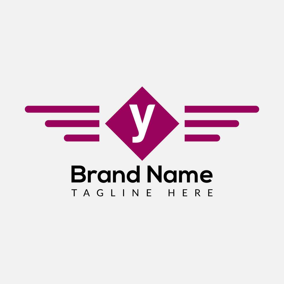 Wing Logo On Letter Y Template. Wing On Y Letter, Initial Wing Sign Concept Template vector