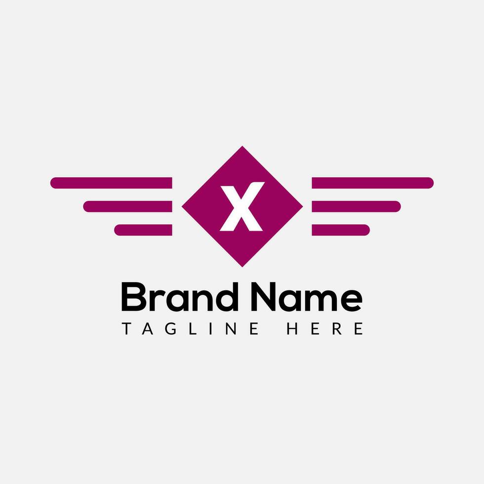 Wing Logo On Letter X Template. Wing On X Letter, Initial Wing Sign Concept Template vector