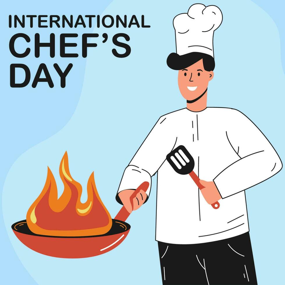 International Chef's Day. Vector illustration. Profession holiday. Cook. Cap.