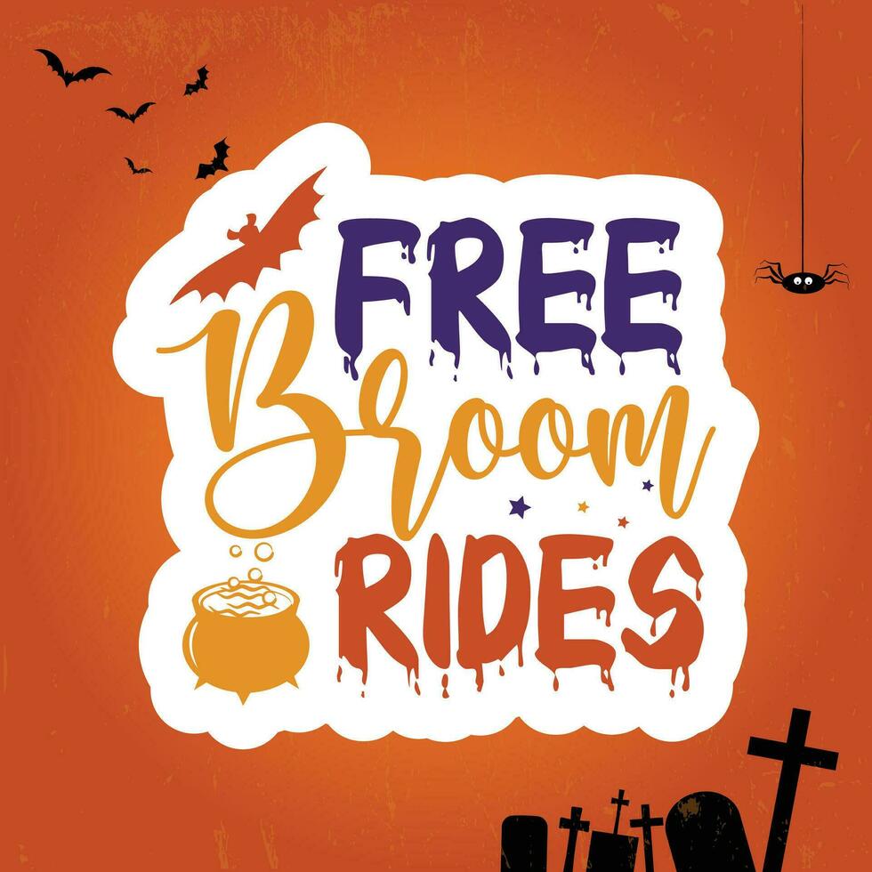 Free broom rides happy Halloween vector