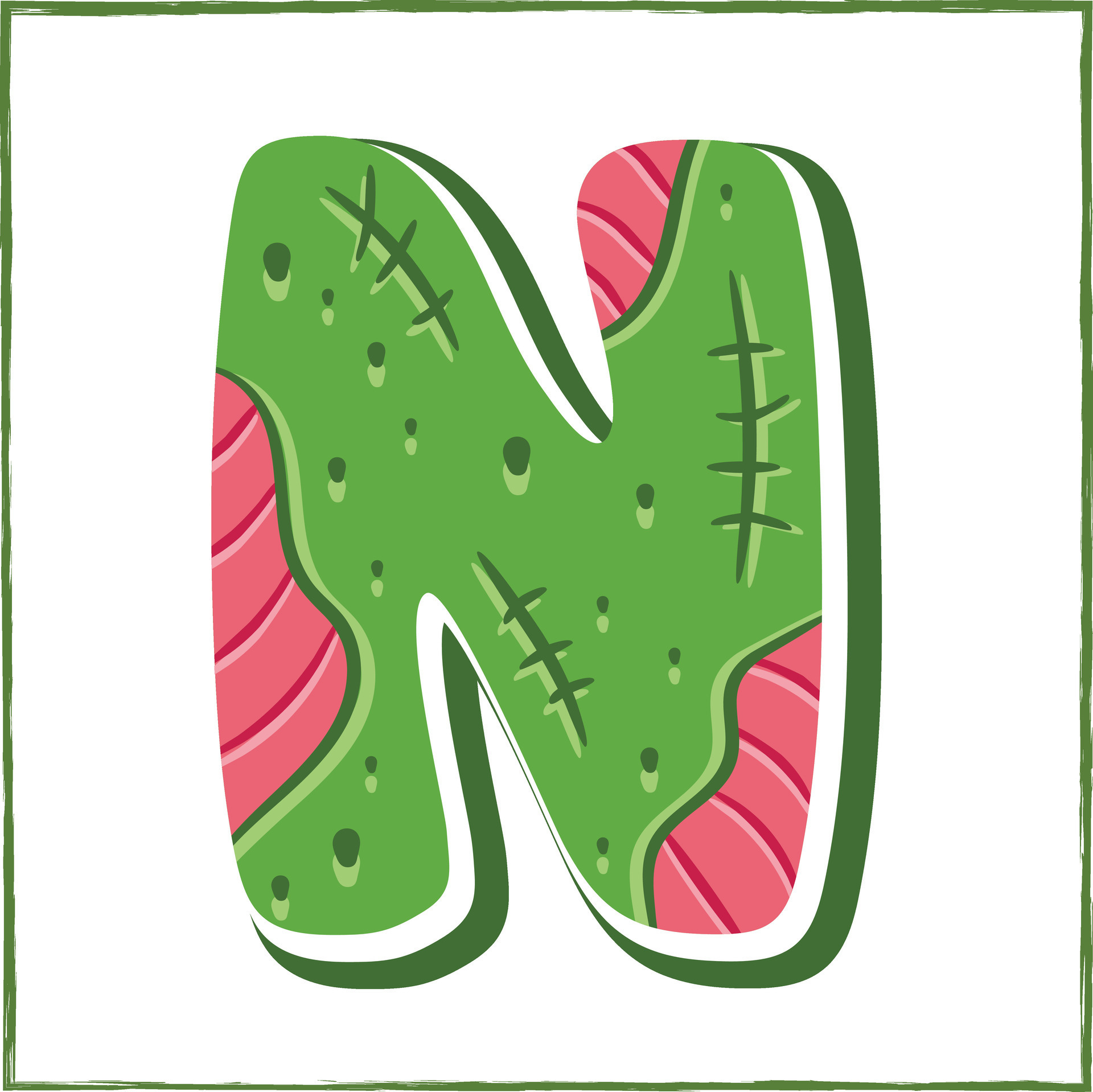 Halloween English Alphabet letter N Zombie theme drawing 28004220