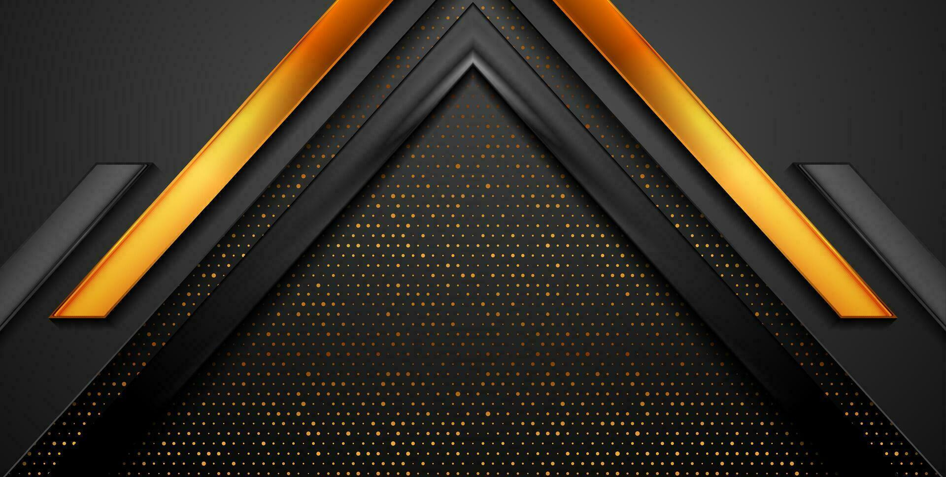 Black and golden abstract glossy technology background vector