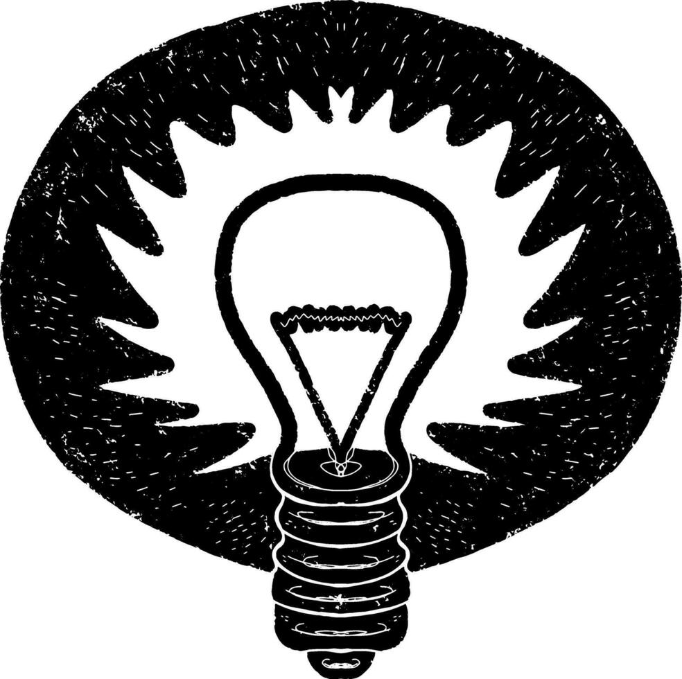 a black and white drawing of a light bulb vector