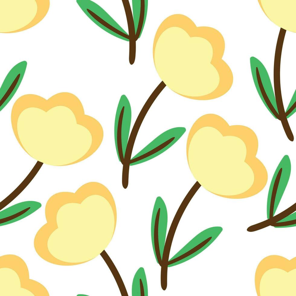 Cute flower pattern,cartoon seamless background, vector illustration, wallpaper, textiles, bag, garment, fashion design