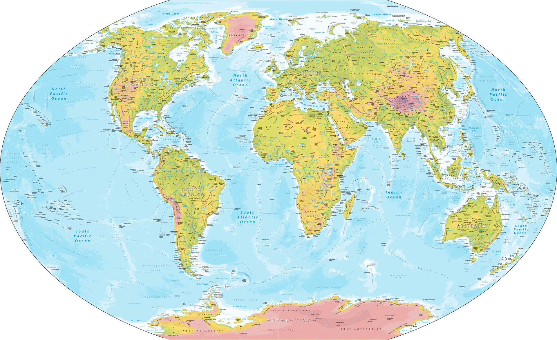 Detailed Physical World Map Winkel Tripel Projection 28004426 Vector Detailed Physical World Map Winkel Tripel Projection Vector